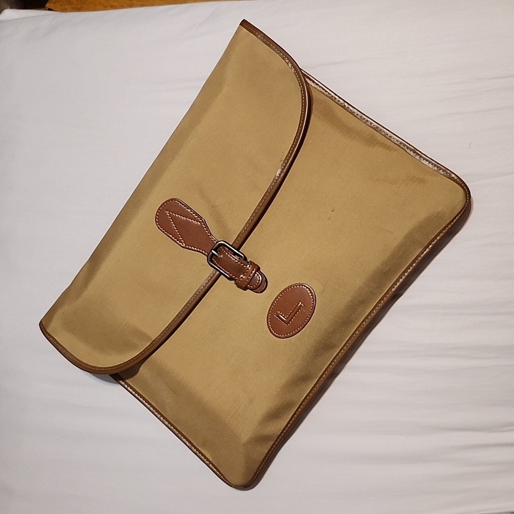Lancel cloth leather clutch.